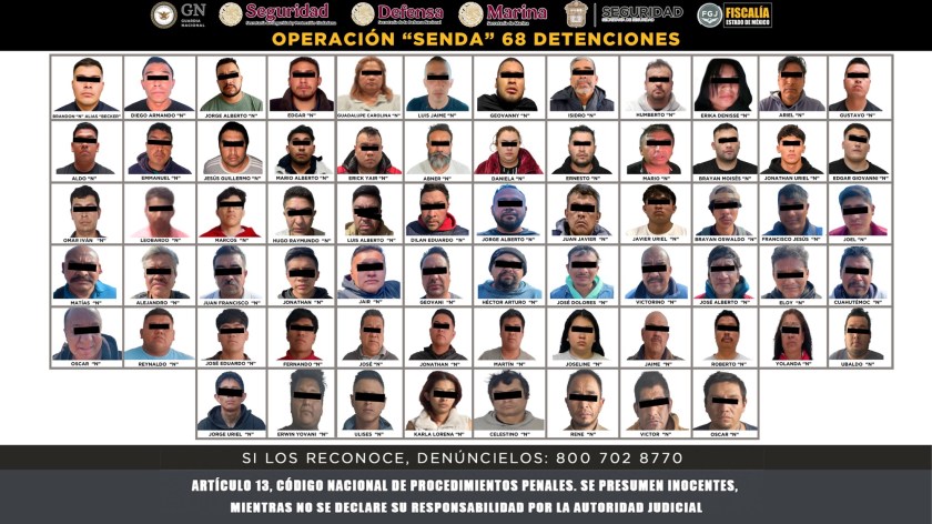 OPERACIÓN “SENDA”: 68 DETENIDOS, 137 INMUEBLES Y MILES DE TONELADAS DE MERCANCÍAS RELACIONADOS CON ROBO A TRANSPORTE EN EDOMÉX
