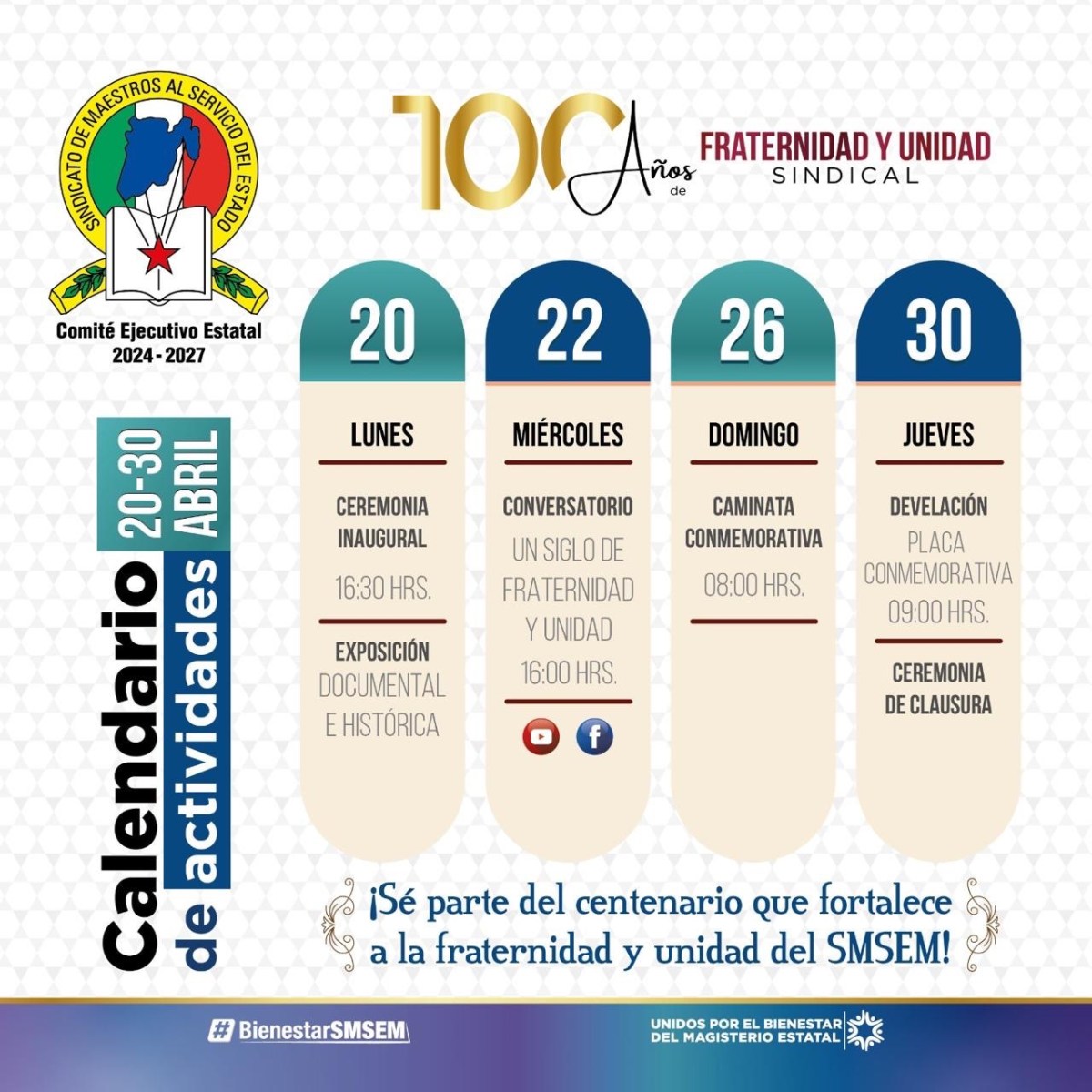 ALISTA JENARO MARTÍNEZ ACTIVIDADES CONMEMORATIVAS DE LOS 100 AÑOS DEL SMSEM