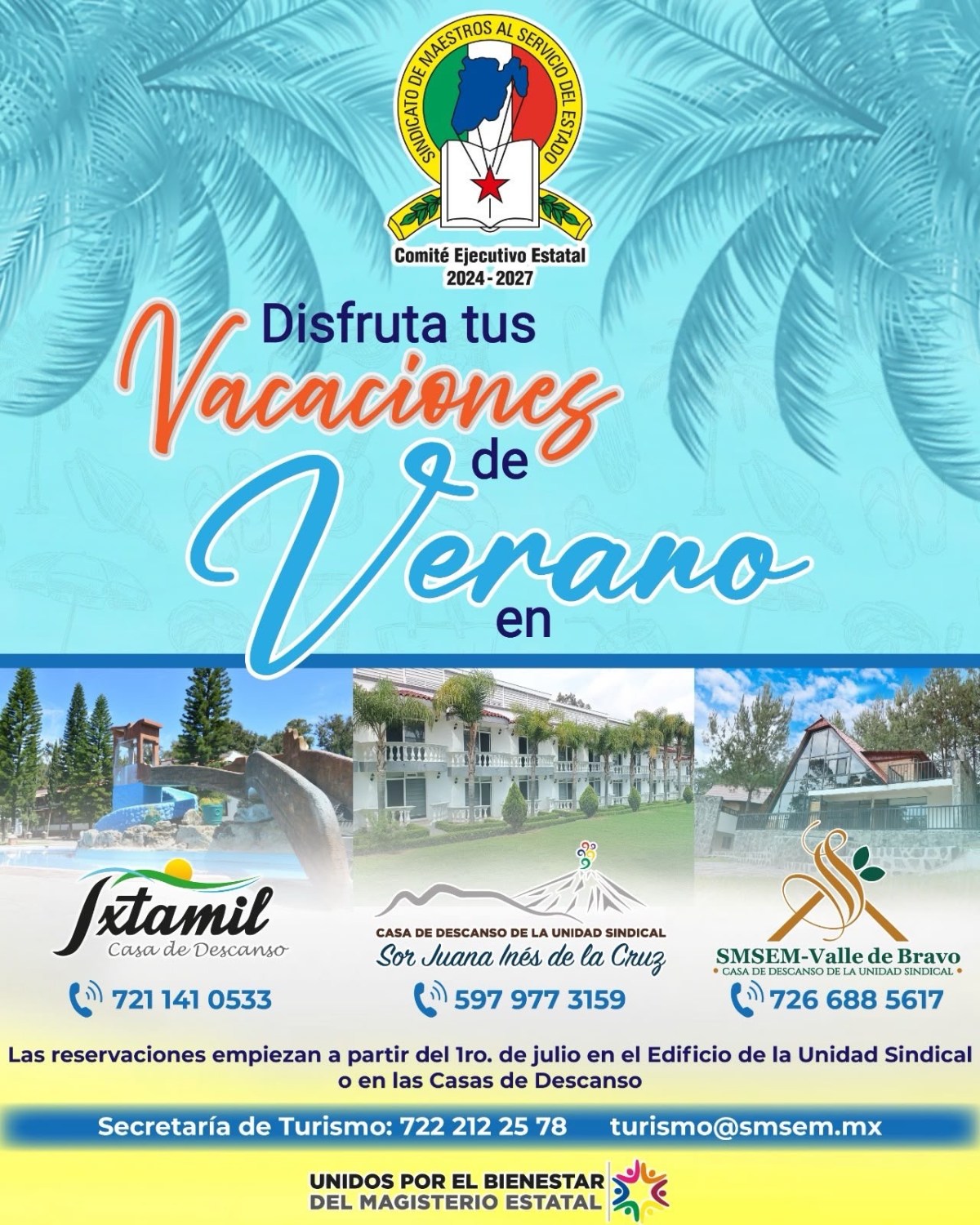 ABRE SMSEM RESERVACIONES DE VERANO PARA CASAS DE DESCANSO EN IXTAPAN DE LA SAL, VALLE DE BRAVO Y TEPETLIXPA