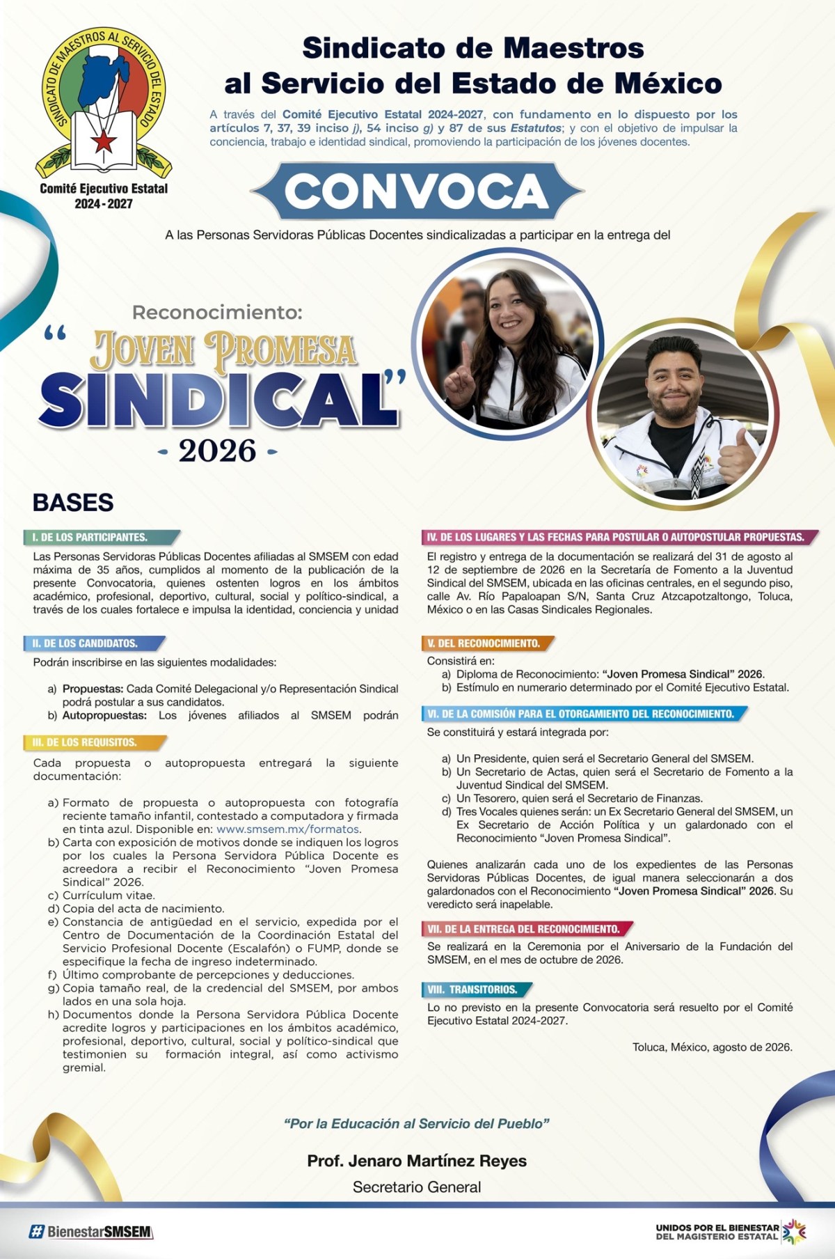 SMSEM ABRE CONVOCATORIA AL RECONOCIMIENTO “JOVEN PROMESA SINDICAL” 2026